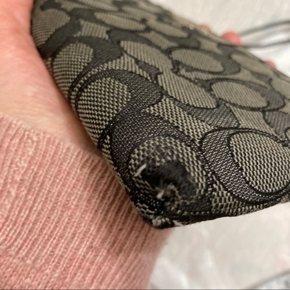 Coach gray black c wristlet bag